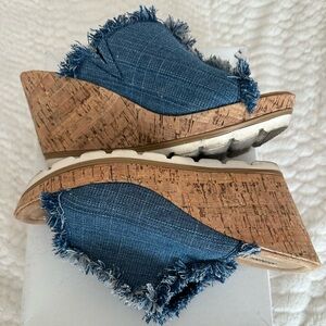 Minnetonka Denim Wedge Sandals